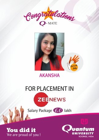 Akansha Zee News Placement